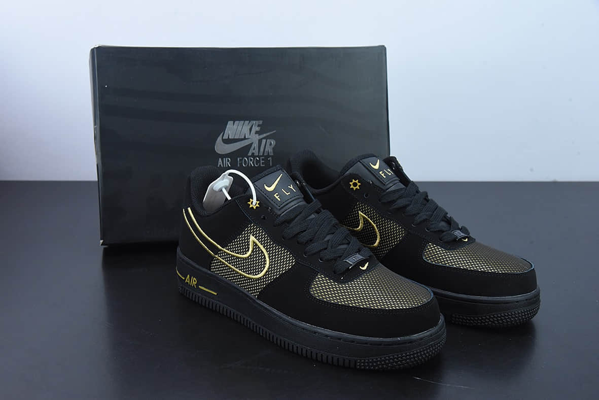 耐克Nike Air Force 1 Low 黑金满天星空军一号低帮百搭休闲板鞋纯原版本 货号：DM8077-001