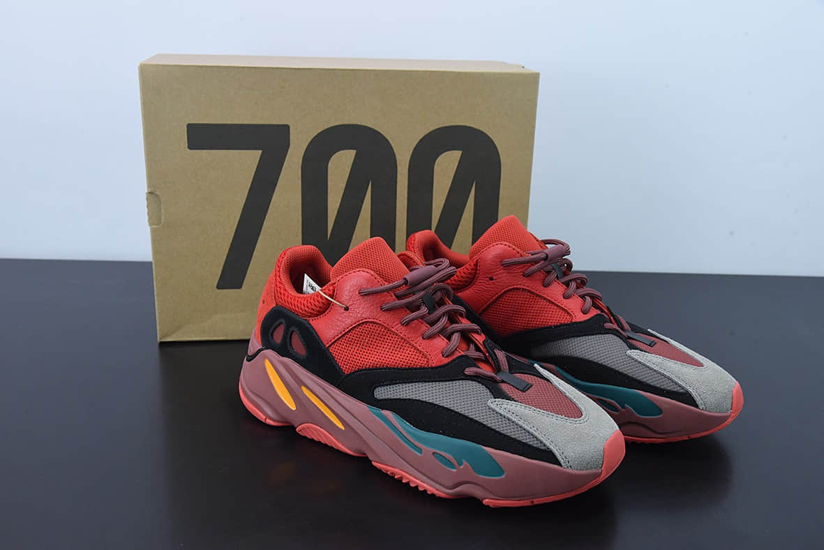 阿迪达斯Adidas originals Yeezy Boost 700 V2 “Hi—Res Red”暗红色低帮椰子700复古老爹鞋纯原版本 货号：HQ6979