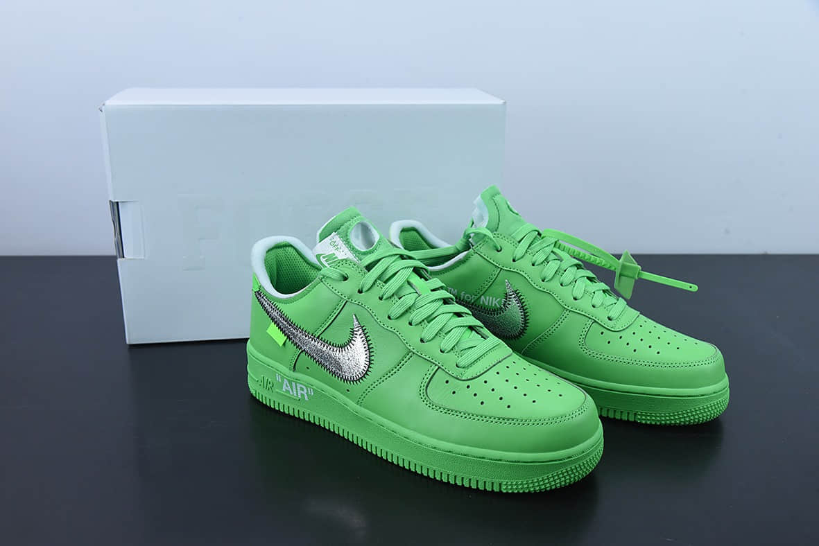 耐克Nike OFF-WHITE X NK Air Force 1  Green  OW联名绿色博物馆空军一号低帮休闲板鞋纯原版本 货号：DX1419-300