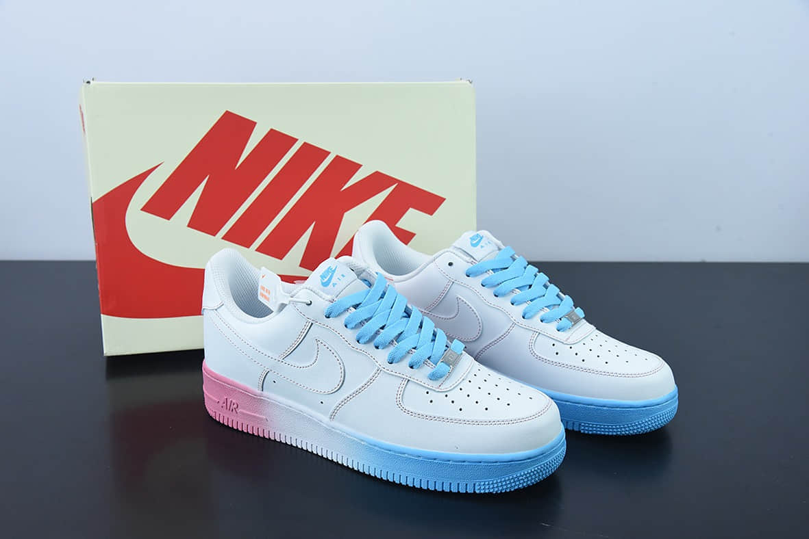 耐克Nike Air Force 1 Low 蓝粉渐变底空军一号低帮运动休闲板鞋纯原版本 货号：AF1234-006