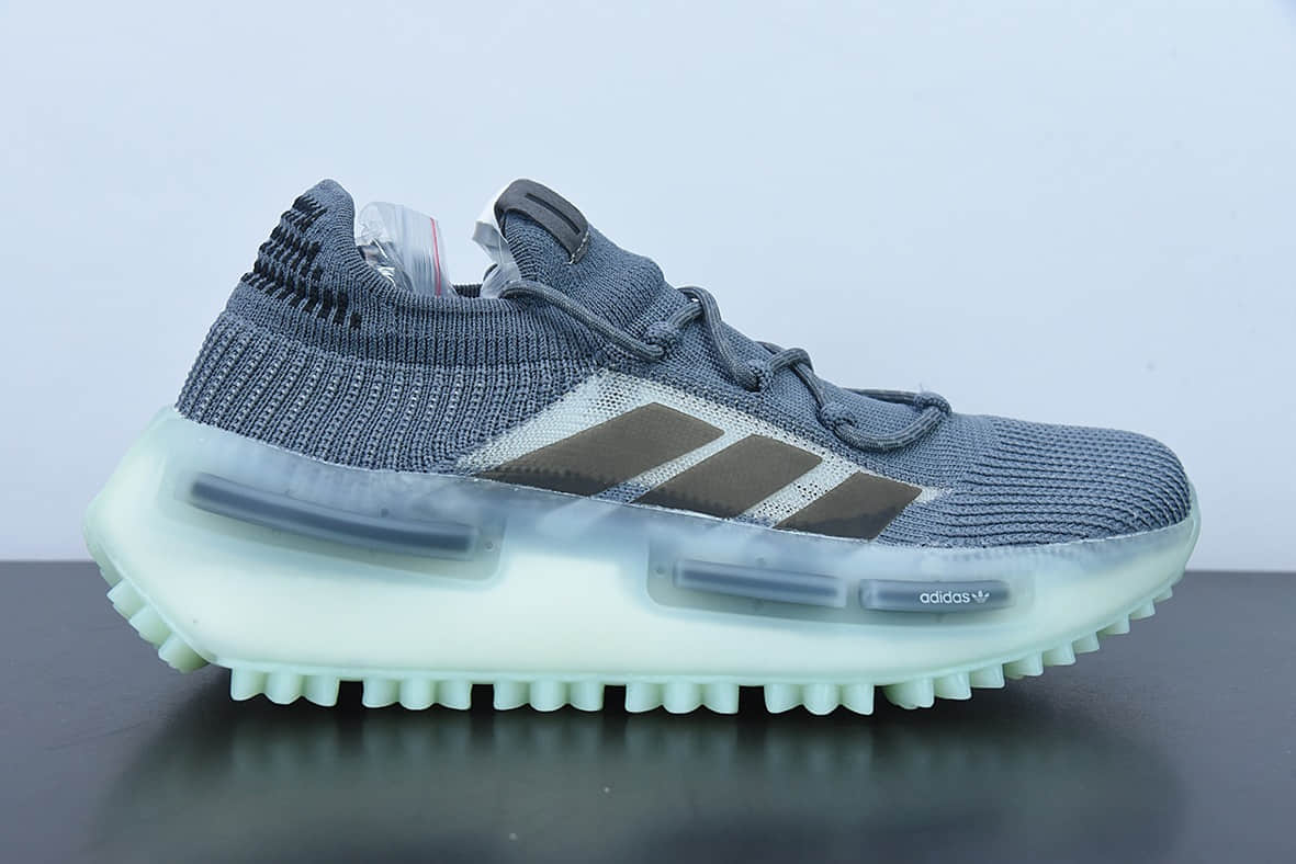 阿迪达斯Adidas Originals NMD S1 青灰色休闲透气跑步鞋纯原版本 货号：GZ9233