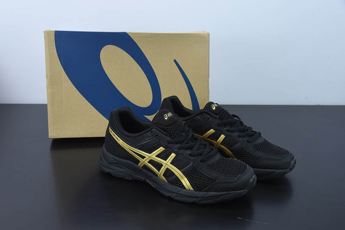 亚瑟士Asics Gel-Contend 4 抗衡4代黑金配色低帮城市休闲运动跑步鞋纯原版本 货号：T8D4Q-013