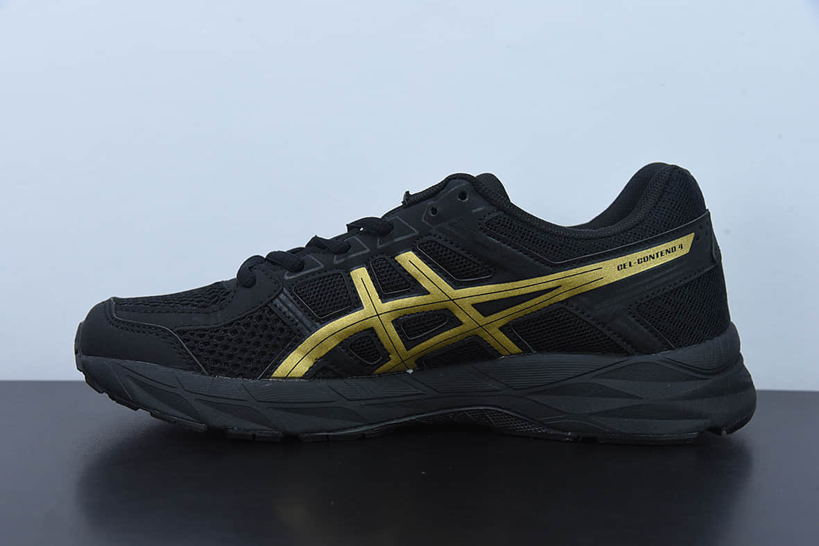 亚瑟士Asics Gel-Contend 4 抗衡4代黑金配色低帮城市休闲运动跑步鞋纯原版本 货号：T8D4Q-013