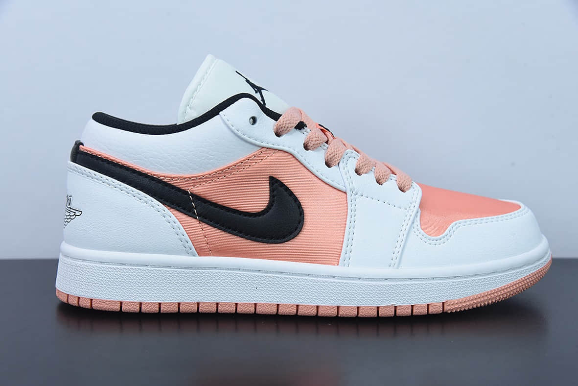 乔丹Air Jordan 1 Low GSWhite Light Madder RootAJ1“白粉黑丝绸低帮篮球鞋纯原版本 货号：DM8960-801