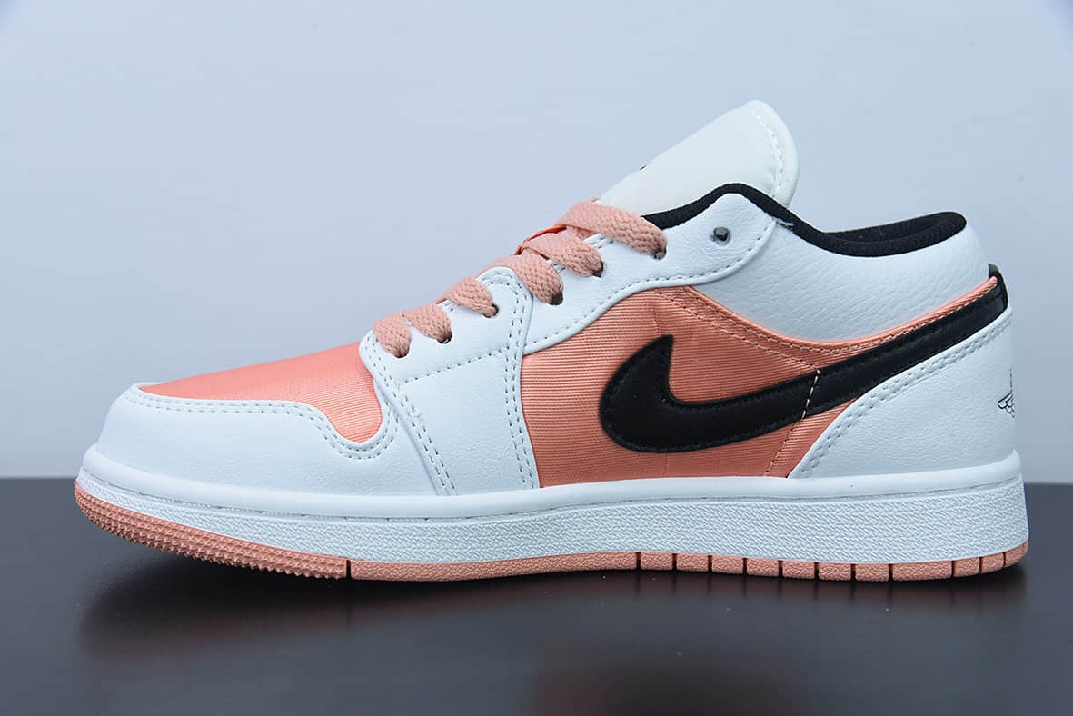 乔丹Air Jordan 1 Low GSWhite Light Madder RootAJ1“白粉黑丝绸低帮篮球鞋纯原版本 货号：DM8960-801