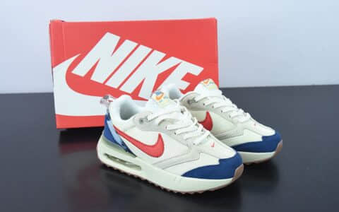 耐克Nike Air Max DawnOff WhiteRedDenim Blue黎明系列米红牛仔蓝低帮气垫鞋纯原版本 货号：DV1487-162