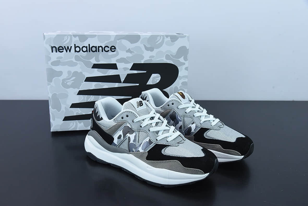 新百伦New Balance Bape x New Balance 猿人头联名款迷彩灰白NB5740系列复古休闲慢跑鞋纯原版本 货号：M5740BAP