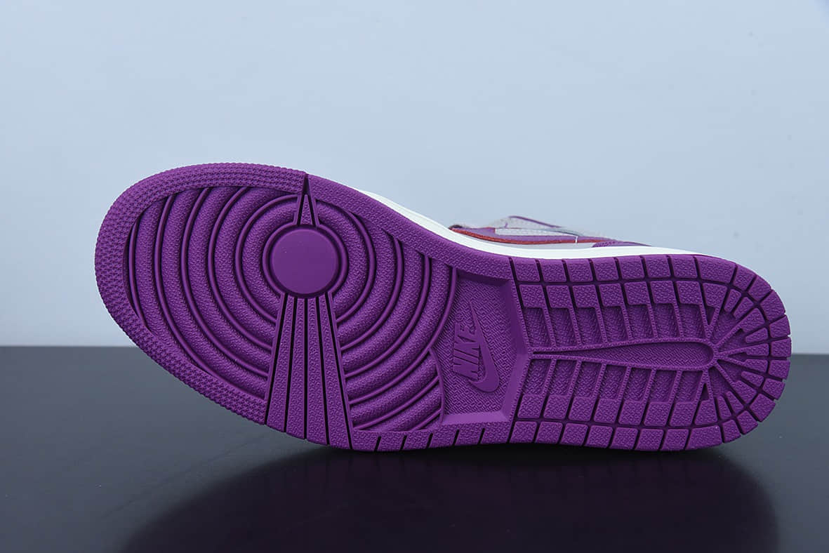 乔丹Air Jordan 1 Mid Magenta AJ1灰紫中帮耐磨篮球鞋纯原版本 货号：BQ6472-501