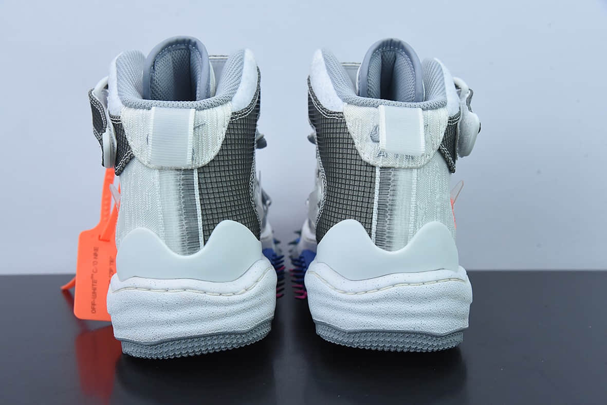 耐克Nike OFF-WHITE X AIR FORCE 1 Mid OW联名白灰解构中帮休闲板鞋纯原版本 货号：DO6290-100