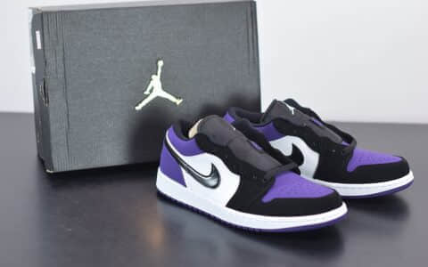 乔丹Air Jordan 1 Low “Purple Court”AJ1黑紫脚趾低帮篮球鞋纯原版本 货号：553558-125