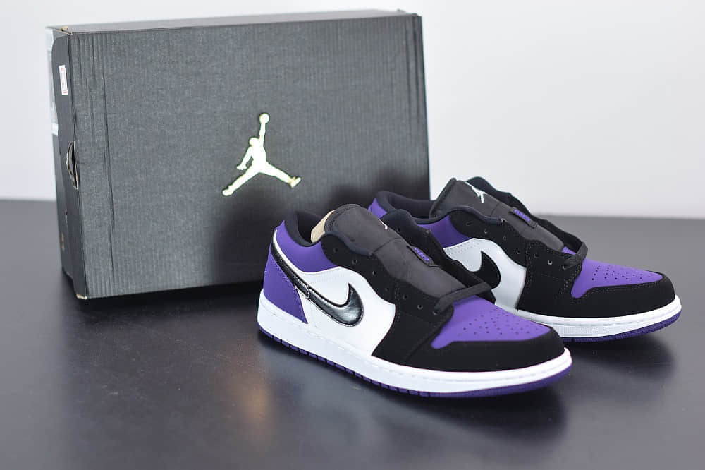 乔丹Air Jordan 1 Low “Purple Court”AJ1黑紫脚趾低帮篮球鞋纯原版本 货号：553558-125