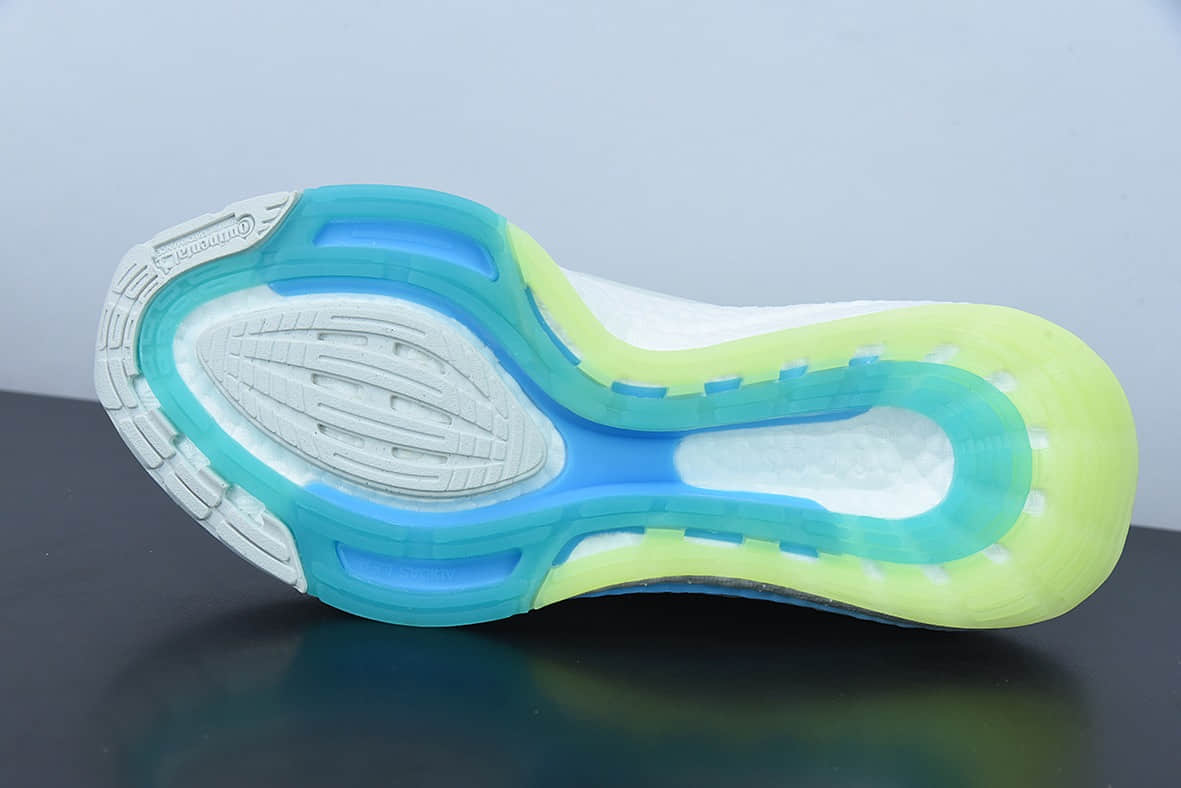 阿迪达斯 Adidas Ultra Boost 22 Made With Nature 新款白蓝黄8.0厚底爆米花跑鞋纯原版本 货号：GY8674