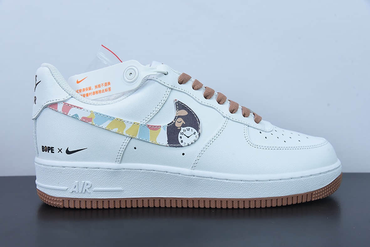 耐克Nike Air Force 1 ’07 “白棕涂鸦”空军一号低帮休闲板鞋纯原版本 货号：AF1234-003