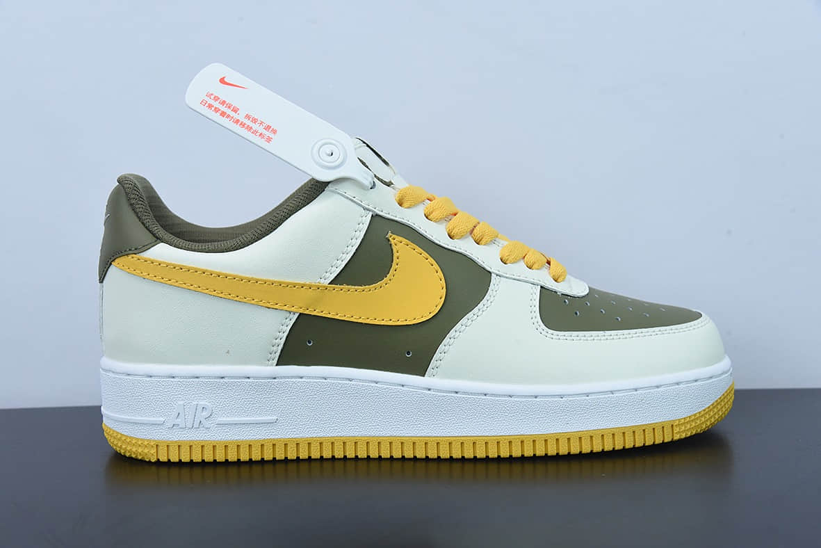 耐克Nike Air Force 1 Low 米白黄绿拼接空军一号低帮运动休闲板鞋纯原版本货号：AQ2288-111