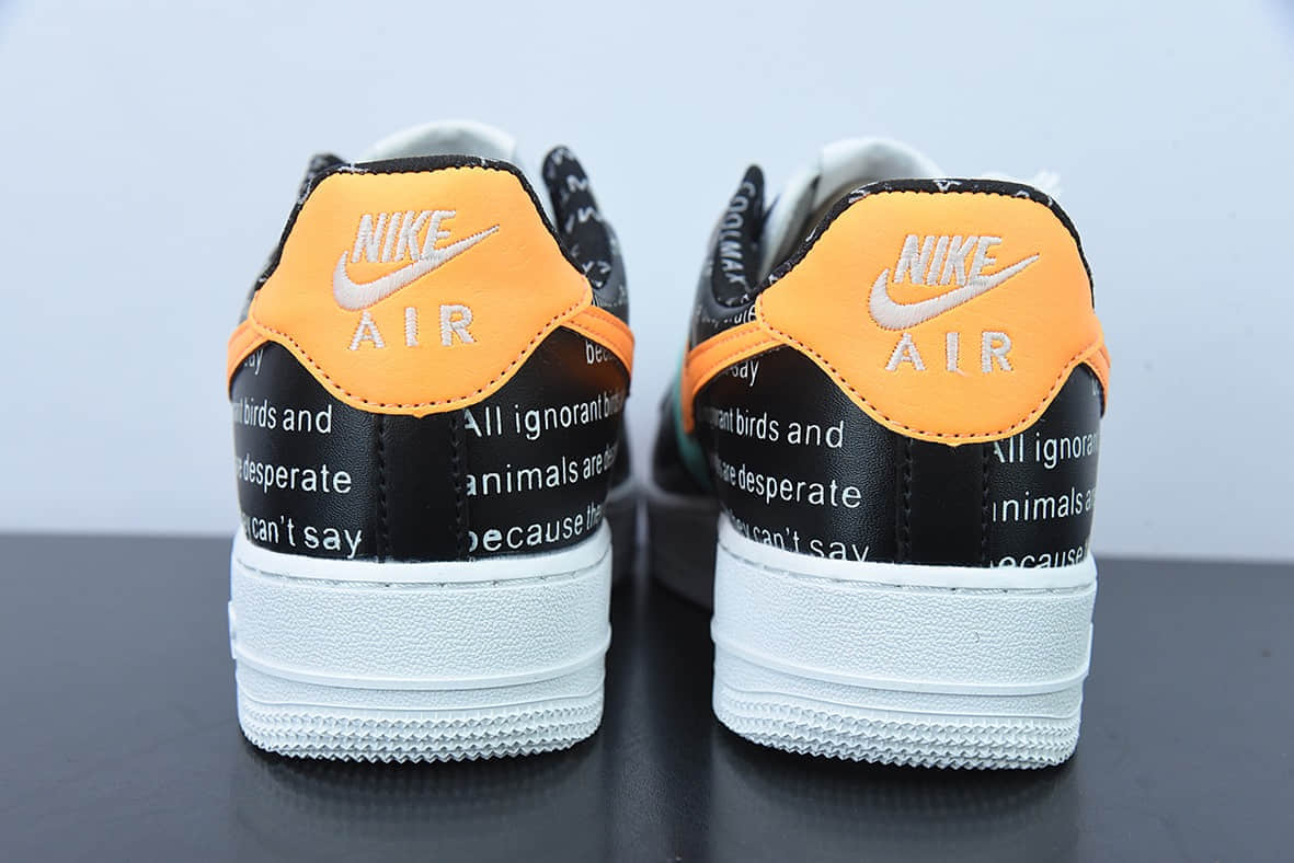 耐克Nike By You Air Force 1'07 Low Retro SP黑绿拼接黄报纸印花空军一号低帮休闲板鞋纯原版本 货号：CI0057-100