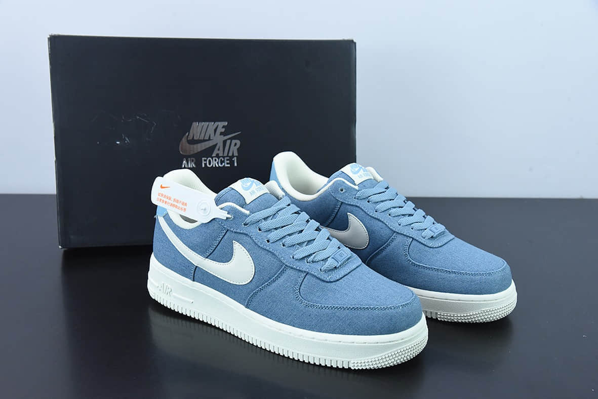 耐克Nike Air Force 1 Low PRMDenim Paisley牛仔浅蓝白空军一号经典低帮休闲板鞋纯原版本 货号：DG2296-004