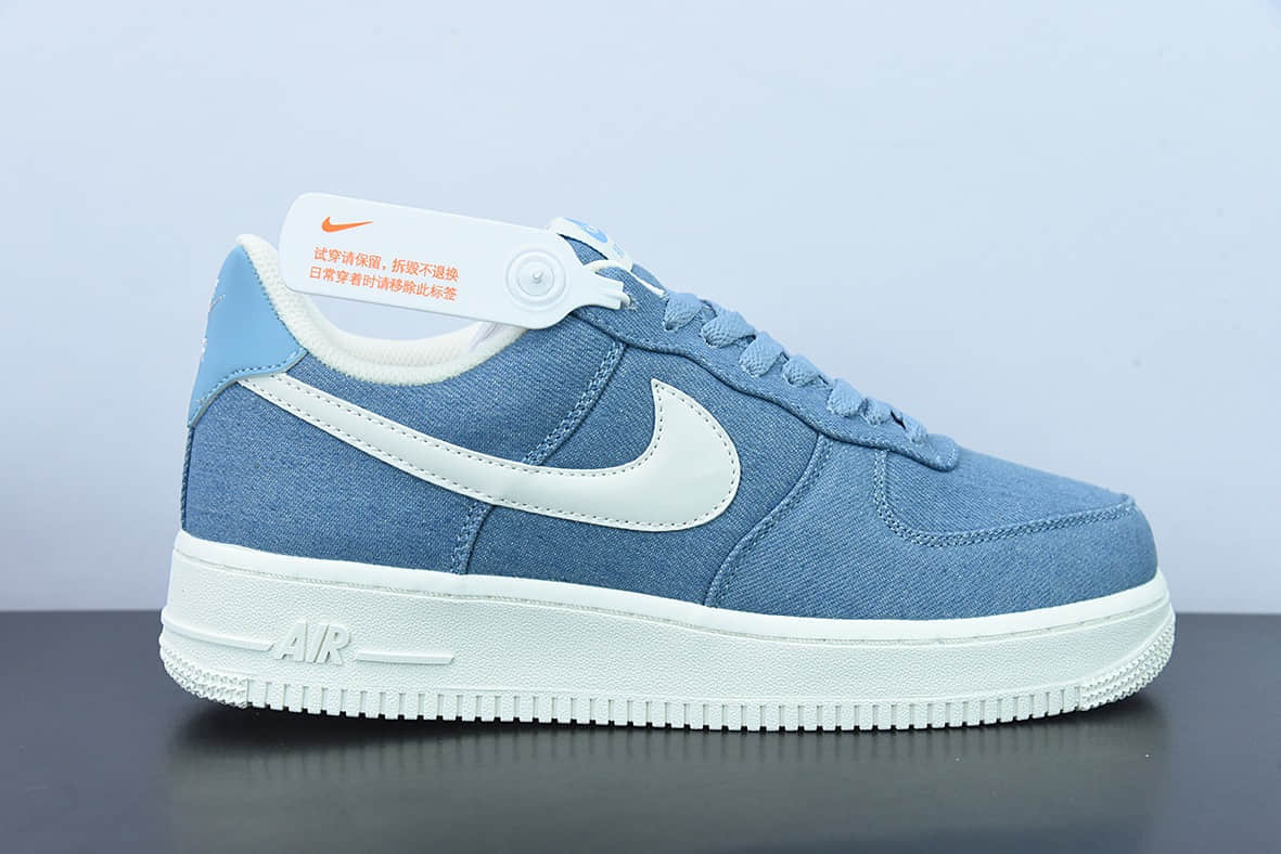 耐克Nike Air Force 1 Low PRMDenim Paisley牛仔浅蓝白空军一号经典低帮休闲板鞋纯原版本 货号：DG2296-004