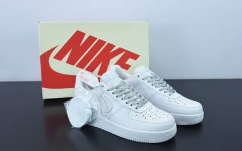 耐克Nike Air Force 1'07 Low LV联名款纯白印花空军一号3M反光低帮休闲板鞋纯原版本 货号：315122-118