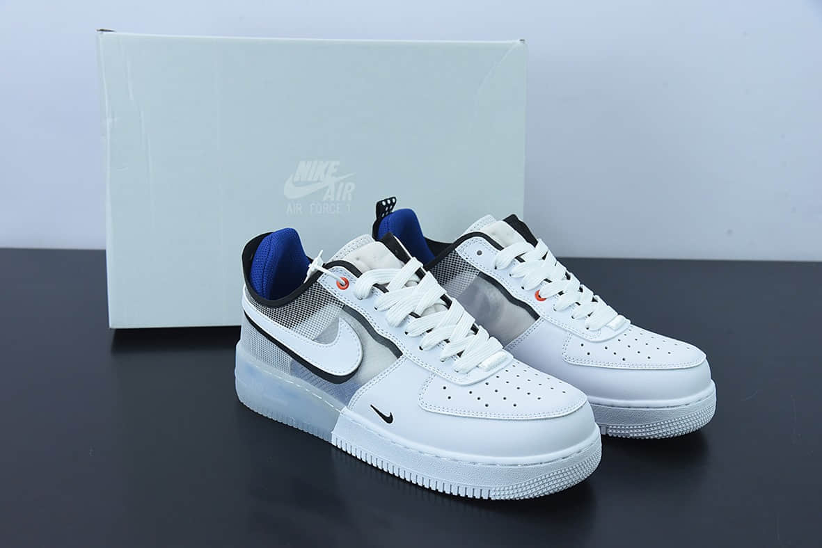 耐克Nike Air Force 1 AF1 白蓝网纱解构空军一号低帮休闲板鞋纯原版本 货号：DH7615-101