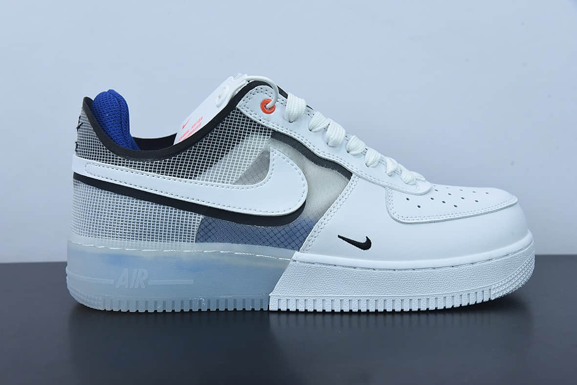 耐克Nike Air Force 1 AF1 白蓝网纱解构空军一号低帮休闲板鞋纯原版本 货号：DH7615-101
