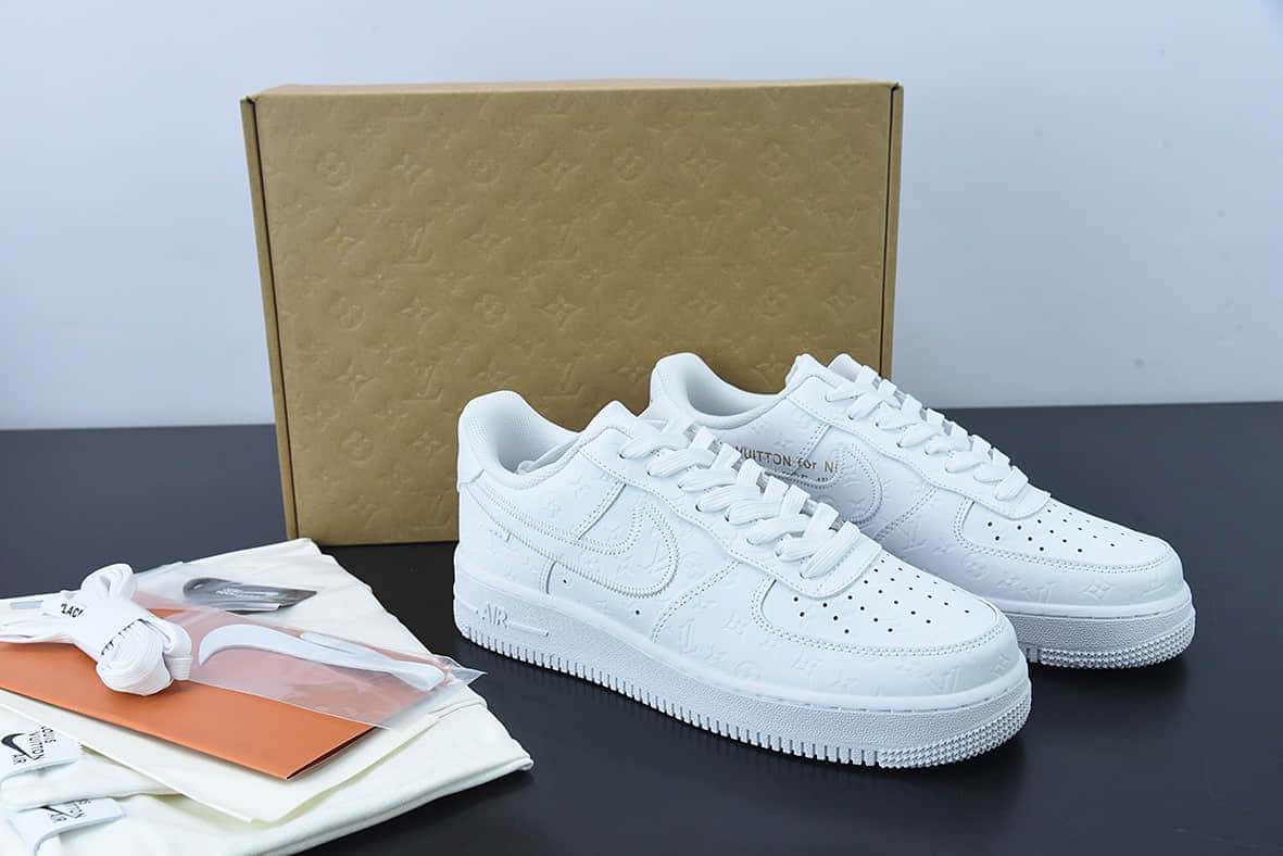 耐克Nike Air Force 1 Low LV联名款纯白印花空军一号低帮百搭休闲运动板鞋纯原版本 货号： LD0212