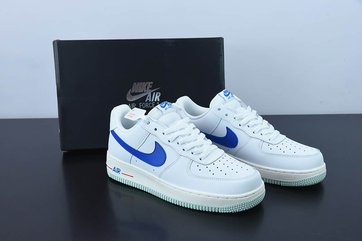 耐克Nike Air Force 1 Low 白蓝红刺绣篮球空军一号低帮运动休闲板鞋纯原版本 货号：DX2660-100