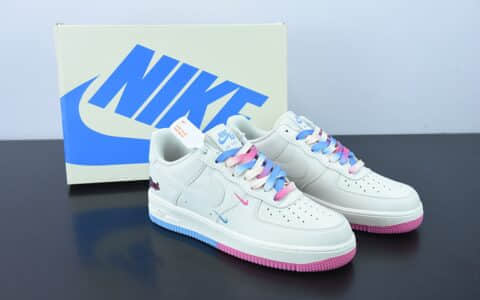 耐克Nike Air Force 1’07 Low QSSailPinkBlueMiami Heat迈阿密热火队城市限定空军一号低帮休闲板鞋纯原版本 货号：KU0902-112