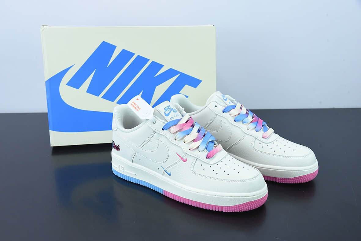 耐克Nike Air Force 1’07 Low QSSailPinkBlueMiami Heat迈阿密热火队城市限定空军一号低帮休闲板鞋纯原版本 货号：KU0902-112