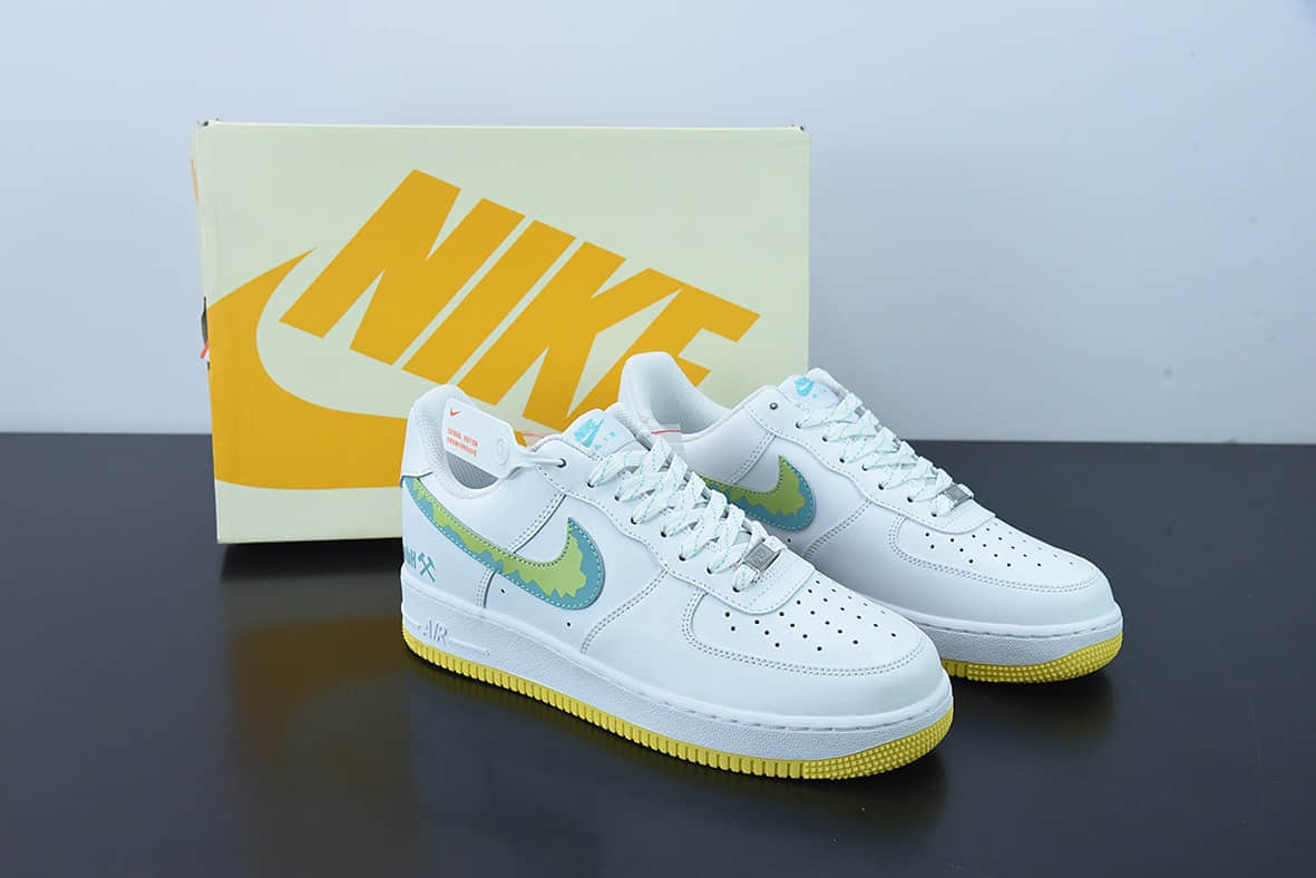 耐克Nike Air Force 1'07 Low 白绿黄空军一号低帮休闲板鞋纯原版本 货号：AF1234-001