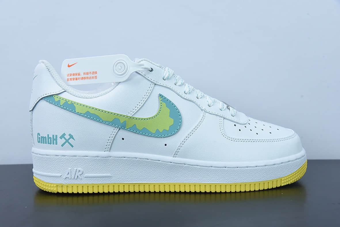 耐克Nike Air Force 1'07 Low 白绿黄空军一号低帮休闲板鞋纯原版本 货号：AF1234-001