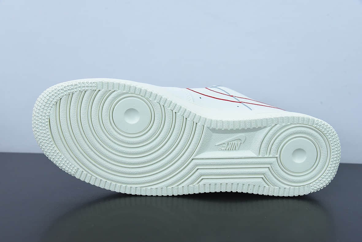耐克Nike Air Force 1 Low 米白红电秀勾空军一号低帮休闲板鞋纯原版本 货号：CL6326-108