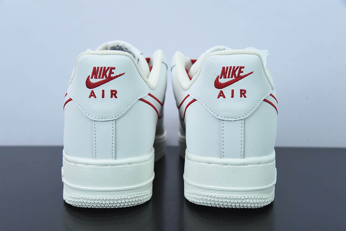耐克Nike Air Force 1 Low 米白红电秀勾空军一号低帮休闲板鞋纯原版本 货号：CL6326-108