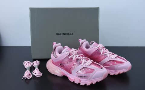 巴黎世家Balenciaga 3.0 巴黎世家粉色透明3.0高帮老爹鞋纯原版本 货号：647741W3BM45000