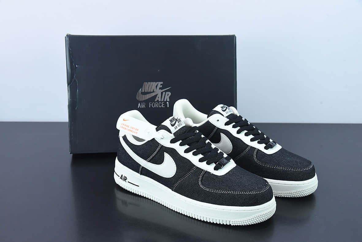 耐克Nike Air Force 1 Low PRMBlack Denim牛仔黑白空军一号经典低帮百搭休闲运动板鞋纯原版本 货号：DG2296-001