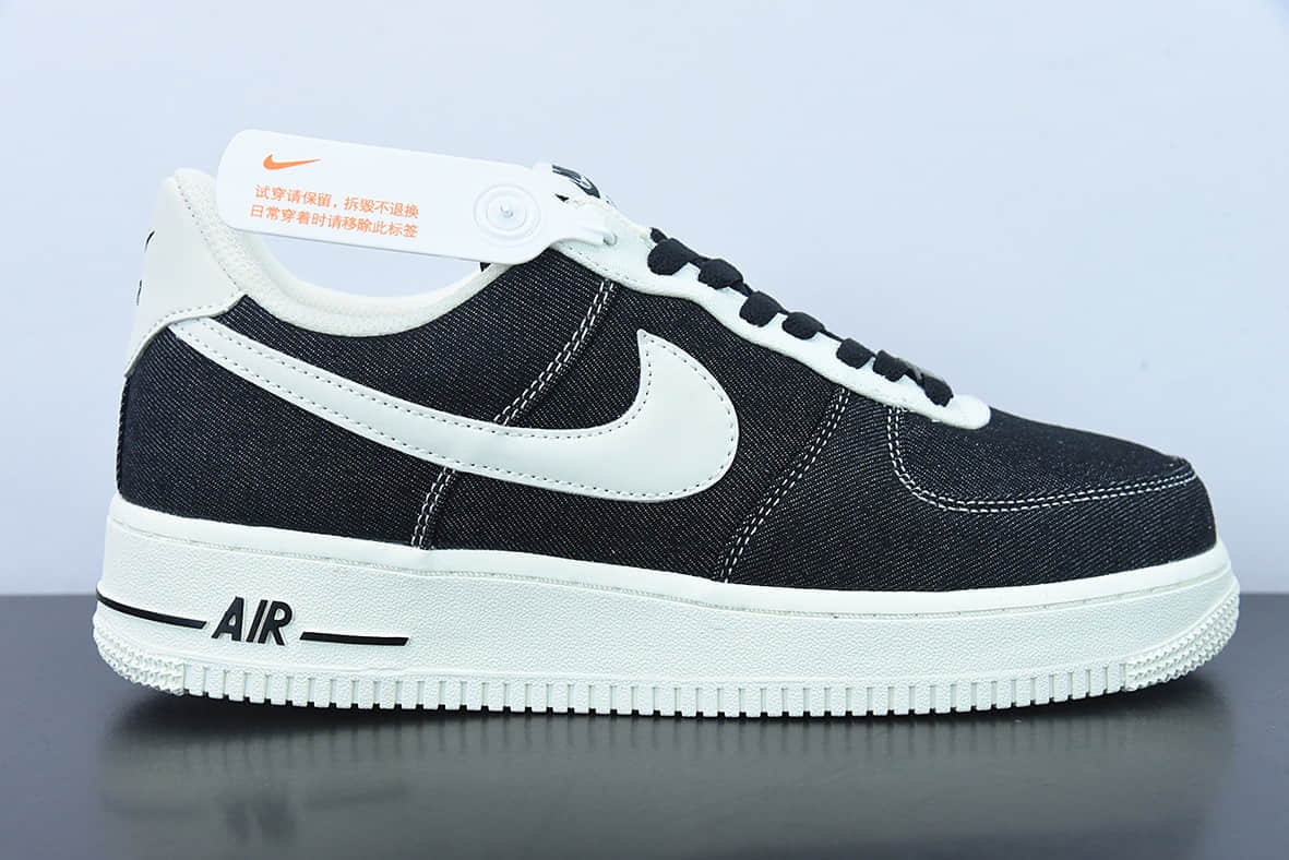 耐克Nike Air Force 1 Low PRMBlack Denim牛仔黑白空军一号经典低帮百搭休闲运动板鞋纯原版本 货号：DG2296-001