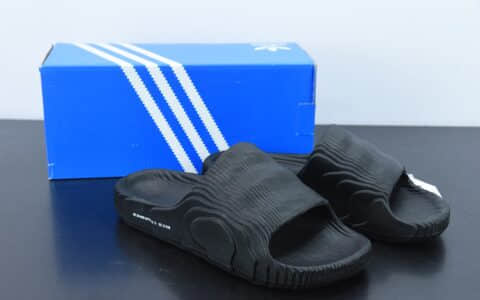 阿迪达斯Adidas originals Adilette 22 款黑色夏季新款3D打印沙滩休闲拖鞋纯原版本 货号：GX6949