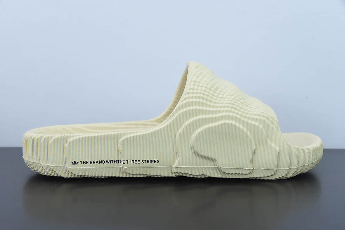 阿迪达斯Adidas Original Adilette 22 SlideMagic Lime莱特22代米白色系列山脊造型椰子风沙滩涉水百搭运动穿搭拖鞋纯原版本 货号：GX6946