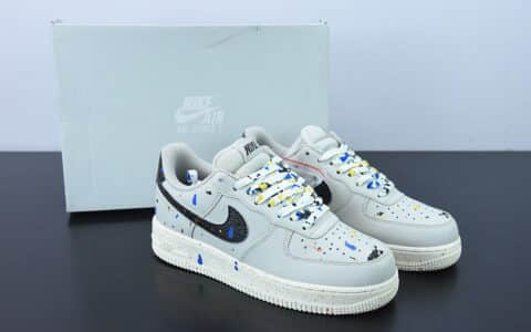 耐克Nike Air Force 1’07Paint Splatter皮革泥灰黑彩泼墨空军一号经典低帮百搭休闲运动板鞋纯原版本 货号：CZ0339-001