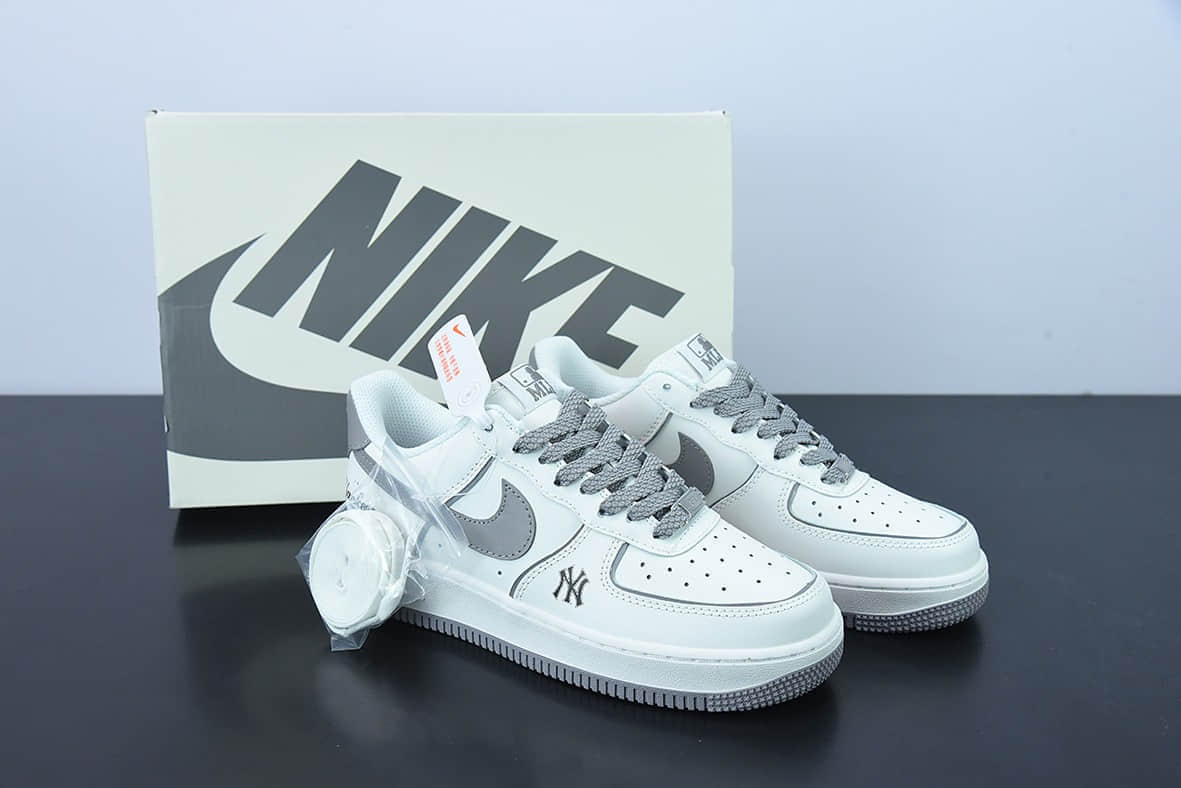 耐克Nike Air Force 1'07 AF1 MLB联名白灰空军一号男子低帮板鞋纯原版本 货号：BS8806-544