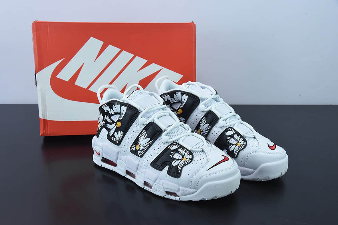 耐克Nike Air More Uptempo 96 QS 黑白小雏菊大AIR皮蓬古复篮球鞋纯原版本 货号：DM8150-100