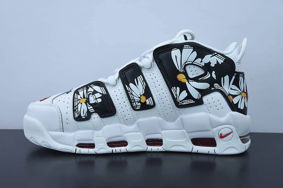 耐克Nike Air More Uptempo 96 QS 黑白小雏菊大AIR皮蓬古复篮球鞋纯原版本 货号：DM8150-100