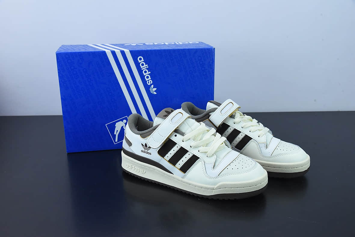阿迪达斯Adidas Originals Forum 84 Low 罗马系列皮革米白摩卡棕魔术贴低帮复古系带百搭休闲运动板鞋纯原版本 货号：GX4567