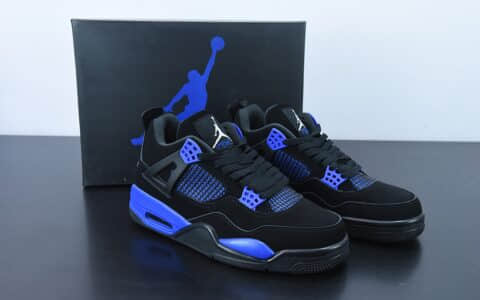 乔丹Air Jordan 4 RetroBlackMilitary Blue迈克尔·乔丹AJ4代黑赛车蓝中帮复古休闲运动文化篮球鞋纯原版本 货号：CT8527-018