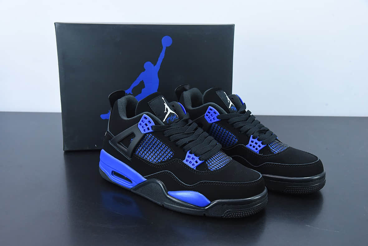 乔丹Air Jordan 4 RetroBlackMilitary Blue迈克尔·乔丹AJ4代黑赛车蓝中帮复古休闲运动文化篮球鞋纯原版本 货号：CT8527-018