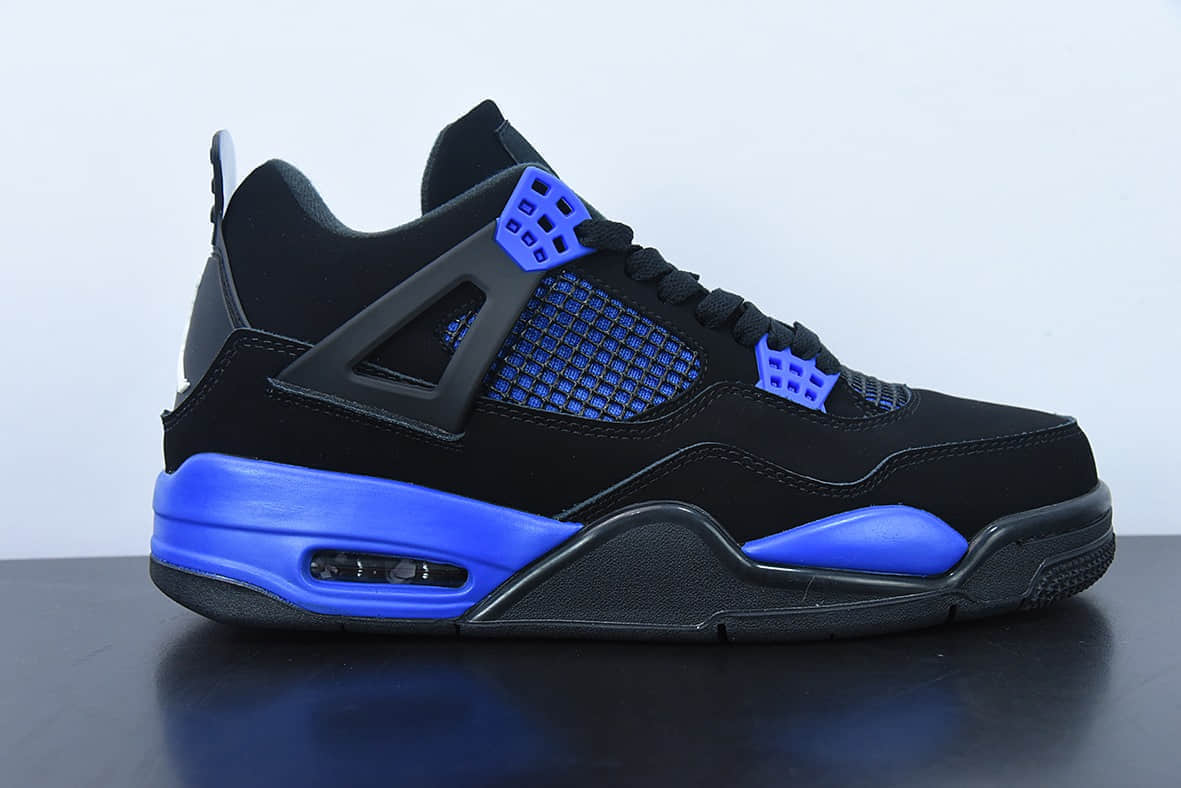 乔丹Air Jordan 4 RetroBlackMilitary Blue迈克尔·乔丹AJ4代黑赛车蓝中帮复古休闲运动文化篮球鞋纯原版本 货号：CT8527-018