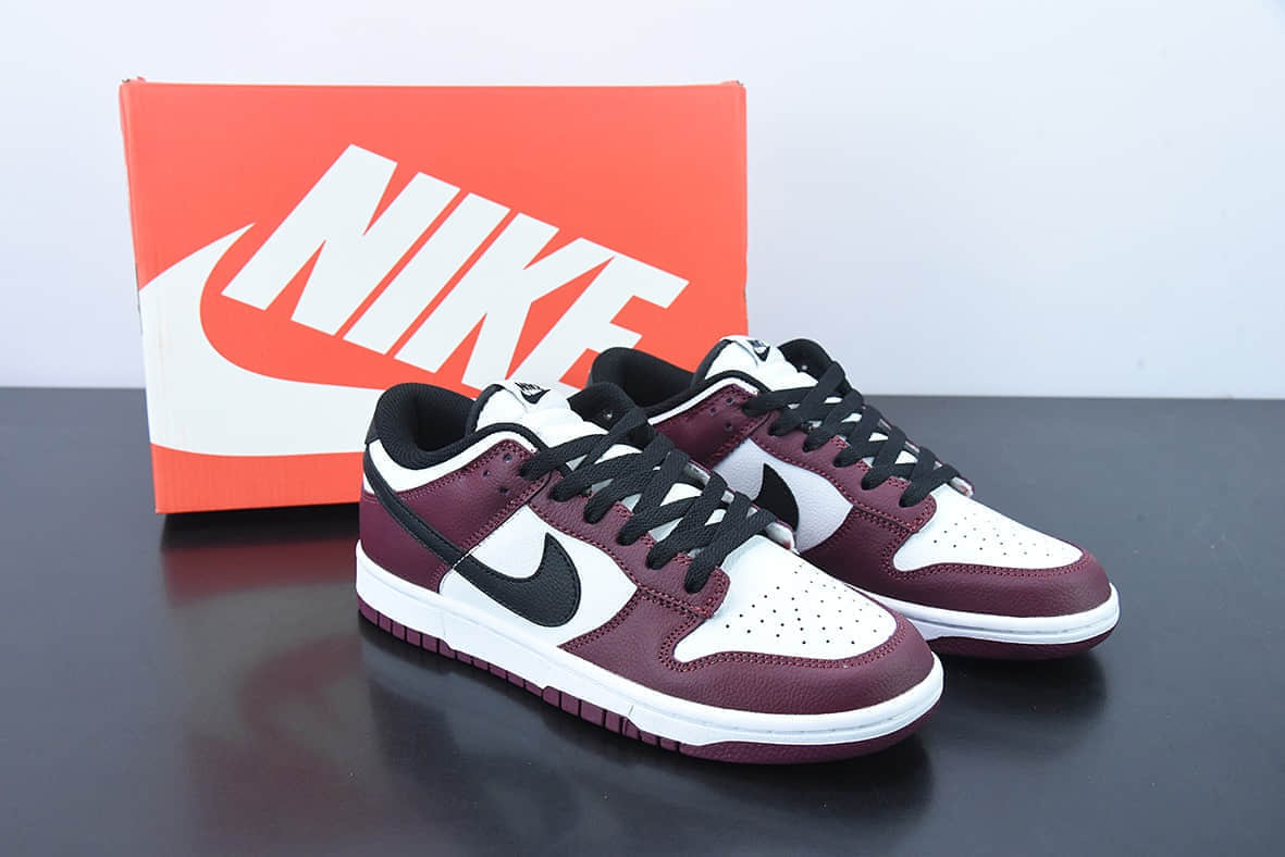 耐克Nike SB Dunk Low 酒红黑复古低帮休闲运动滑板板鞋纯原版本 货号：DJ6188-200