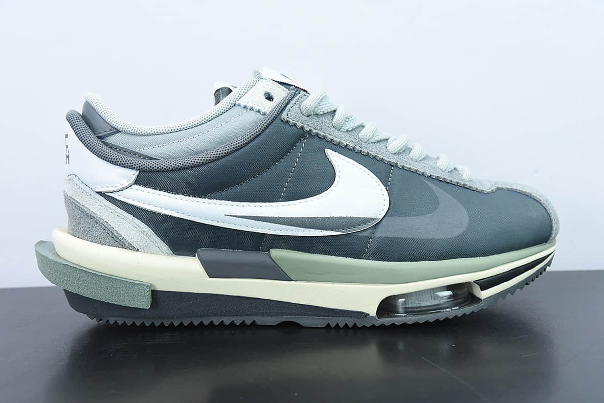 耐克Nike Sacai x Zoom Cortez 4.0 “OG Royal Fuchsia”4.0 50周年联名款灰白阿甘解构双钩休闲跑鞋纯原版本 货号：DQ0581-001