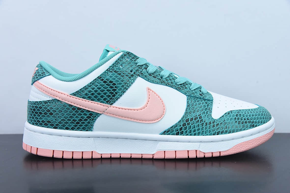 耐克Nike Dunk Low “Snake Skin” 白绿粉蛇纹低帮休闲滑板鞋纯原版本 货号：DR8577-300