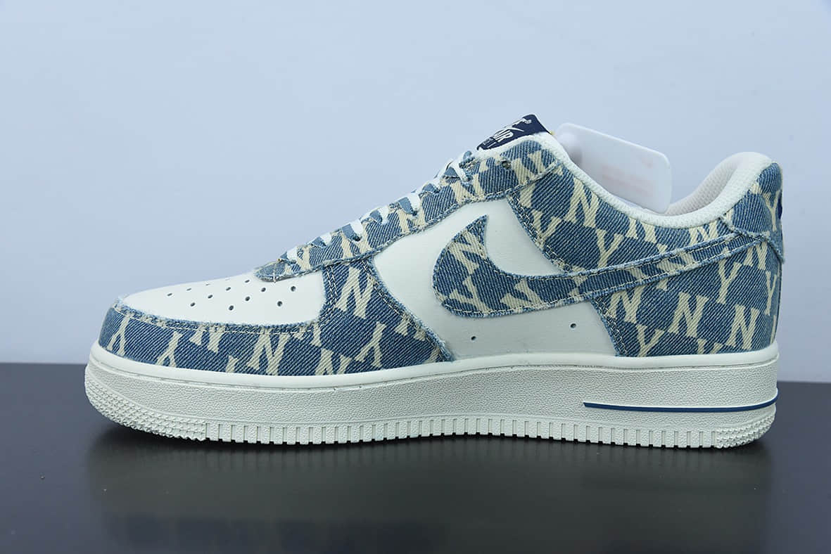 耐克Nike Air Force 1 Low MLB NY洋基队印花水洗丹宁牛仔布空军一号低帮休闲板鞋纯原版本 货号：CW1888-602