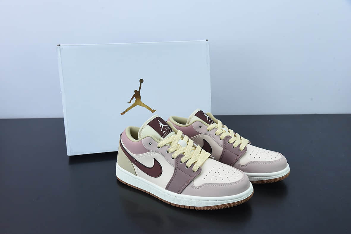 乔丹Air Jordan 1 LowTanRed beansAJ1乔丹一代奶茶红豆彩色拼接低帮经典复古文化休闲运动篮球鞋纯原版本 货号：DO7450-201